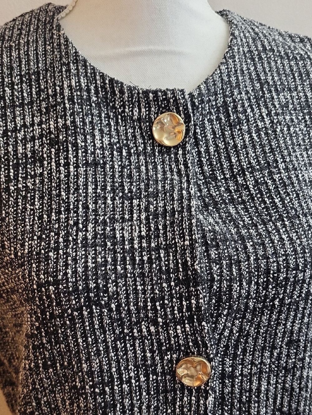 Zara Sleeveless Marled Ribbed Knit Vest Top Black White Size Large - Picture 3 of 7